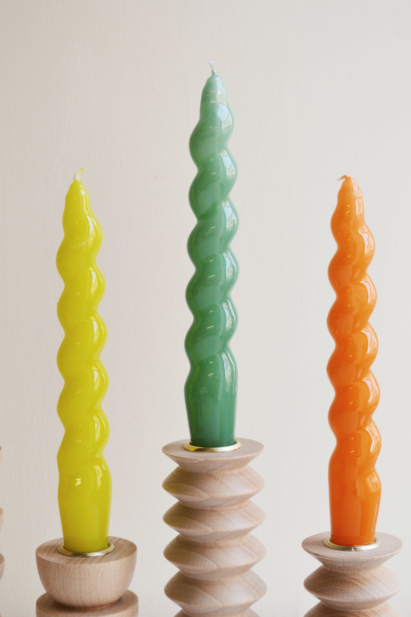 Set of Three Spiral Taper Candles - Six Colours Available