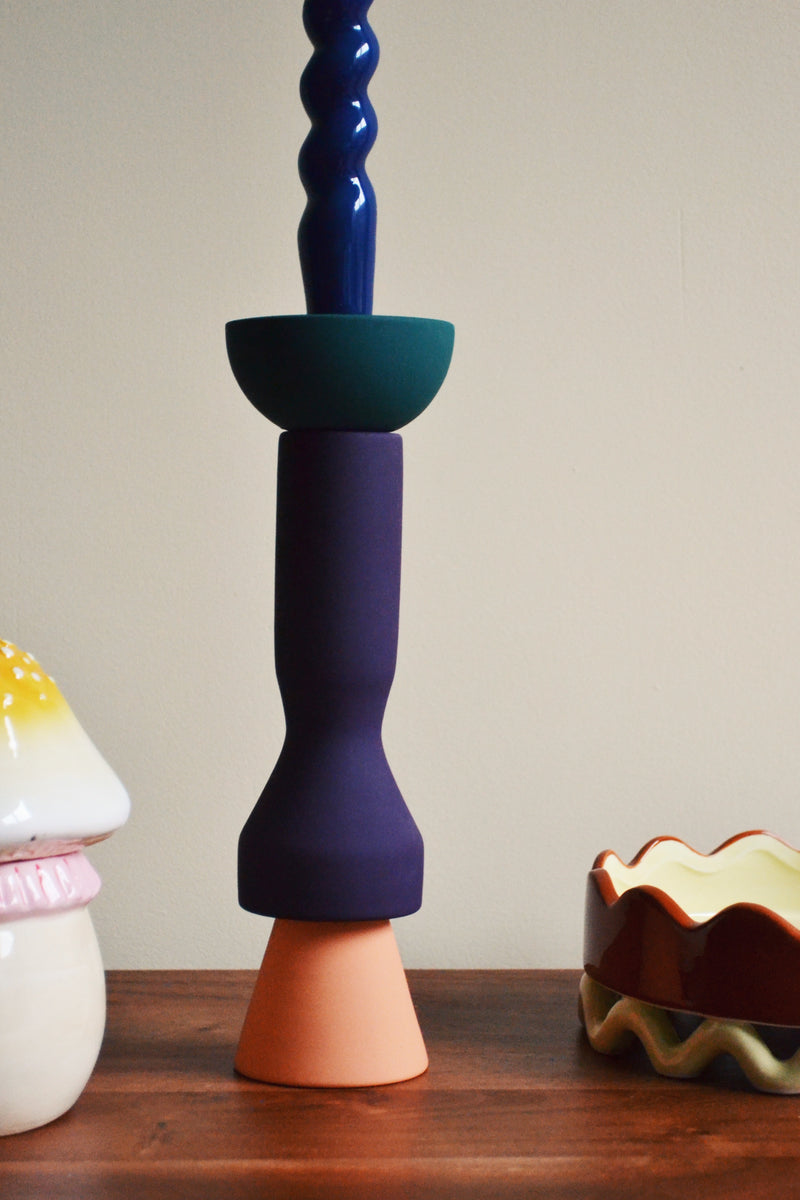 Stack Peach Tall Candlestick Holder