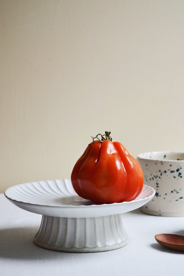 Fluted Ceramic High Cake Plate Stand