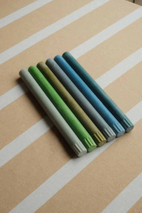 Set of Six Mixed Set Cool Rainbow Eco Dinner Candle