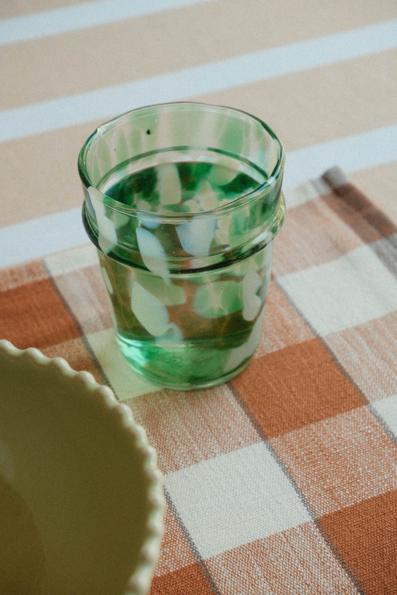 Green and White Splatter Glass