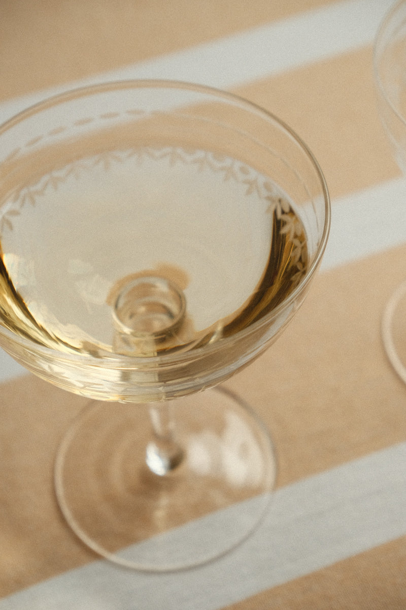 Set of Two Vintage Etched Coupe Glasses