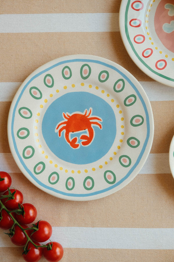 Stoneware Summer Lunch Plate - Crab