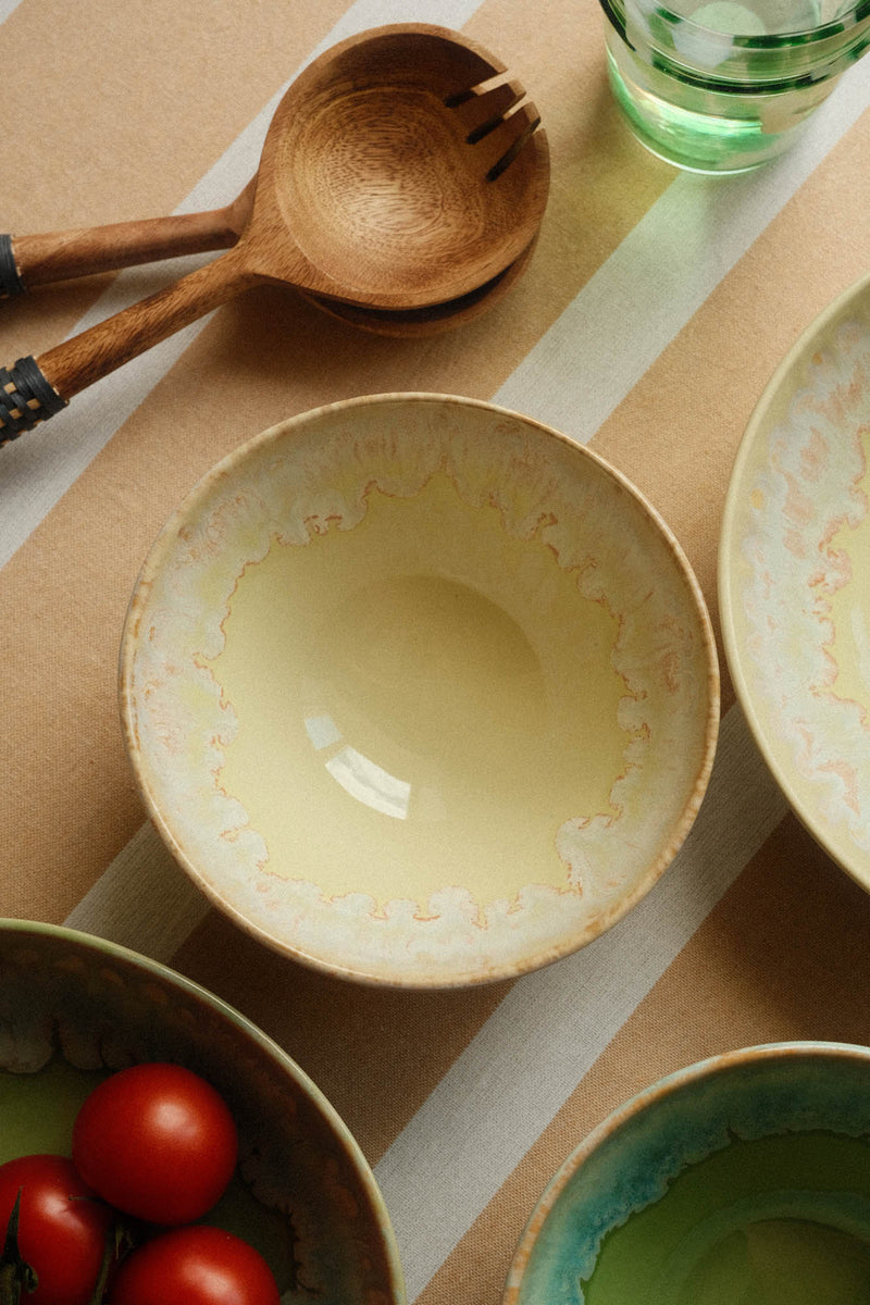 Yellow Drip Glaze Stoneware Cereal Soup Bowl