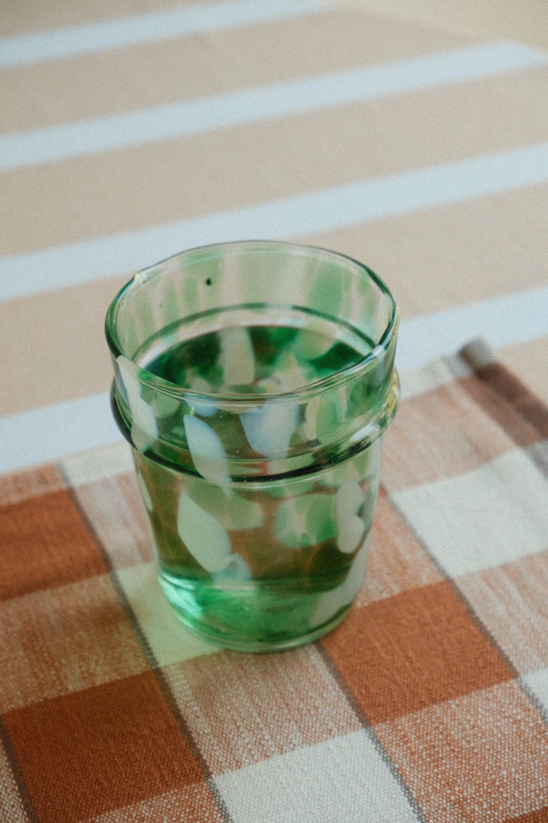 Green and White Splatter Glass