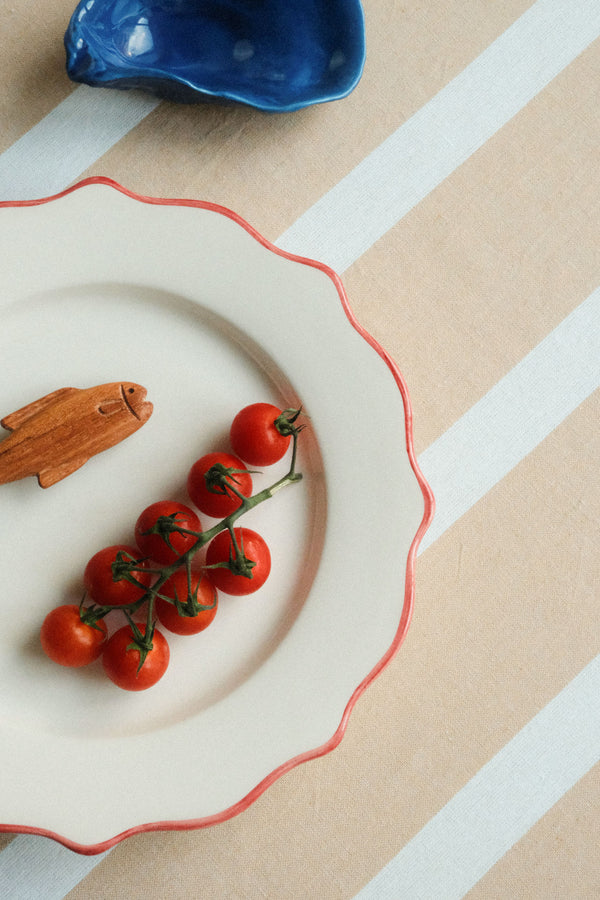 Carmine Red Scalloped Dinner Plate