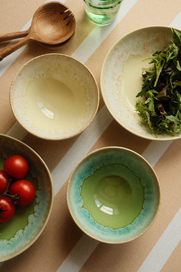 Lime Green Drip Glaze Stoneware Cereal Soup Bowl