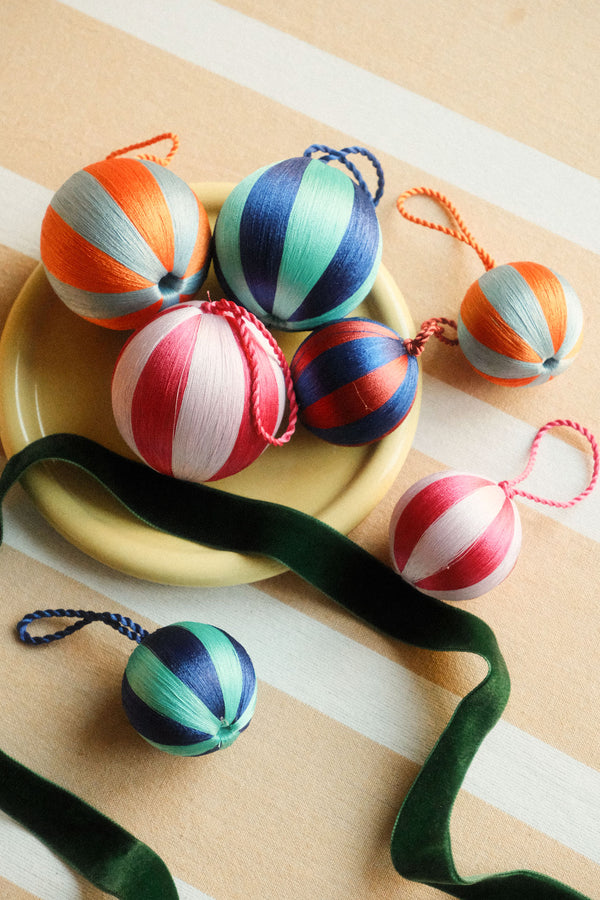 Set of Three Medium Stripe Thread Baubles