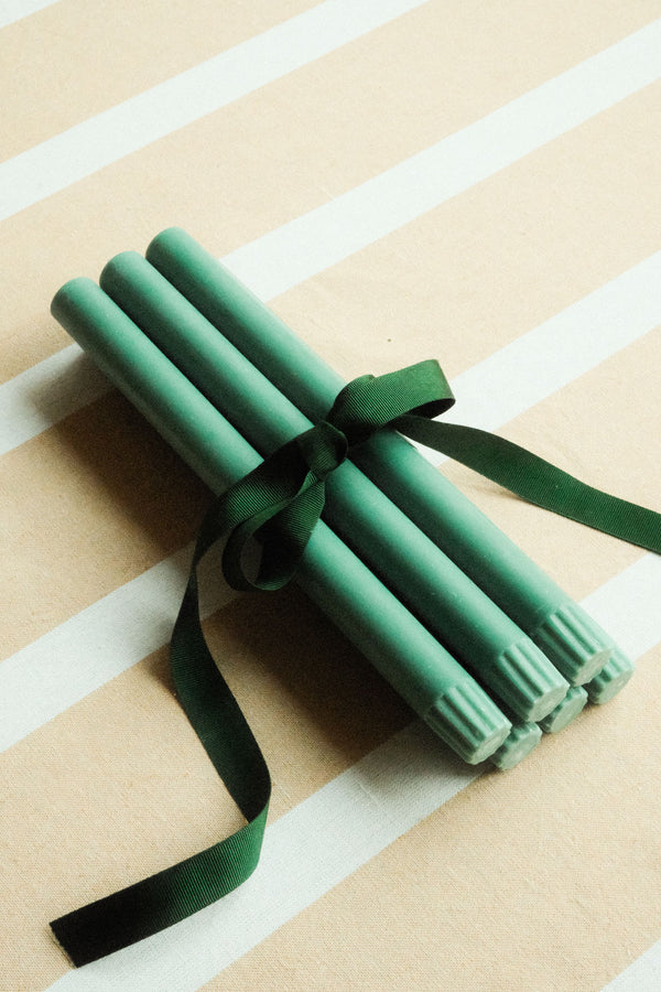 Set of Six Beryl Green Eco Dinner Candles