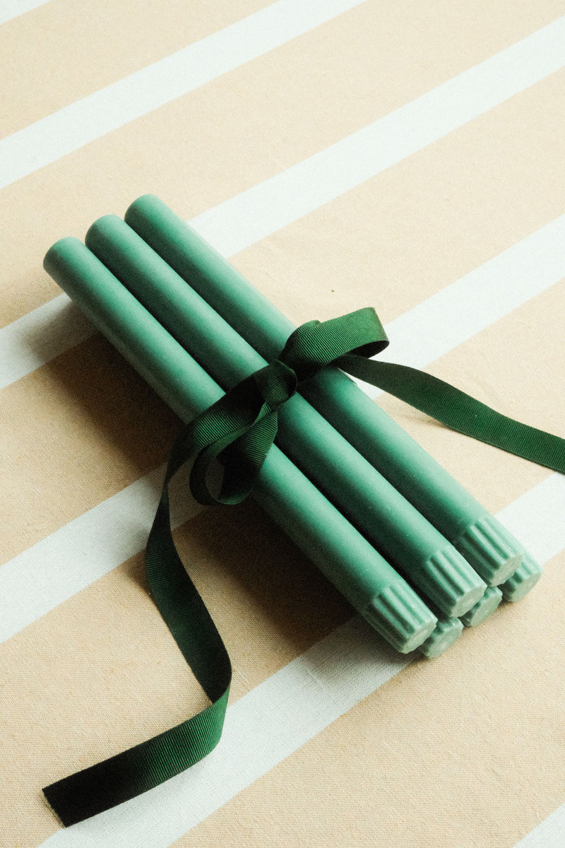 Set of Six Beryl Green Eco Dinner Candles