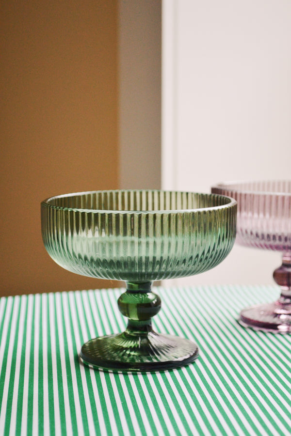 Ribbed Champagne Glass - Green