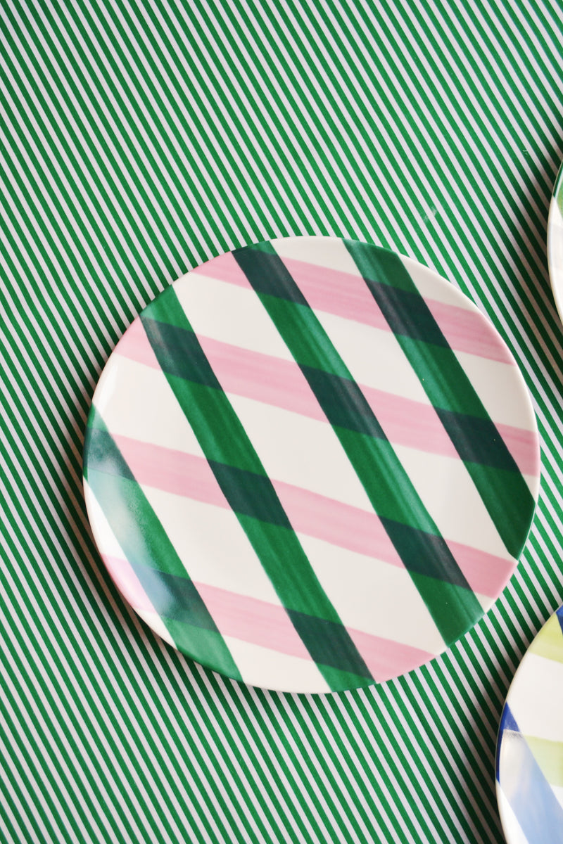 Check Graphic Porcelain Plate - Four Colours Available