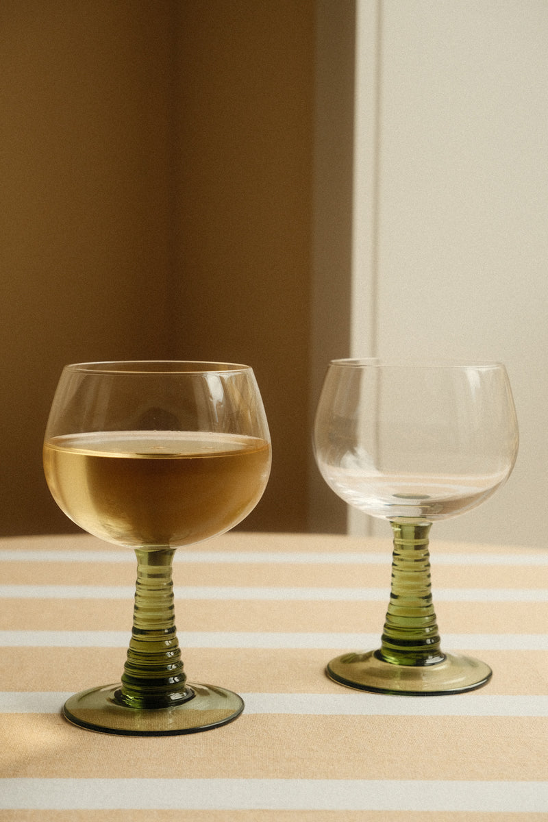 Set of Two Retro Roemer Glasses - Green