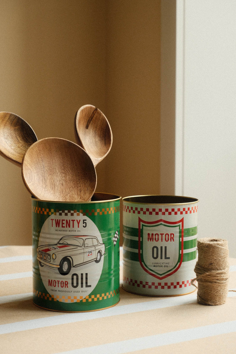 Set of Two Storage Tins - Motor Oil