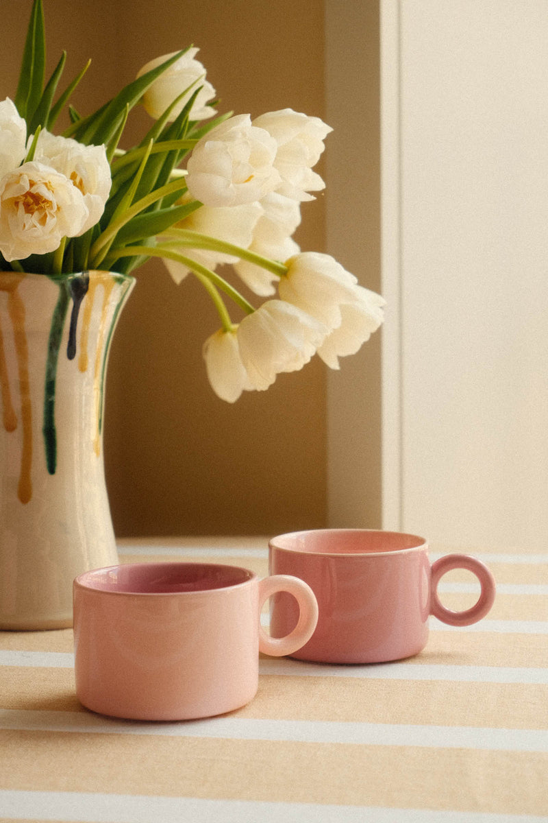 Set of Two Pink Mugs