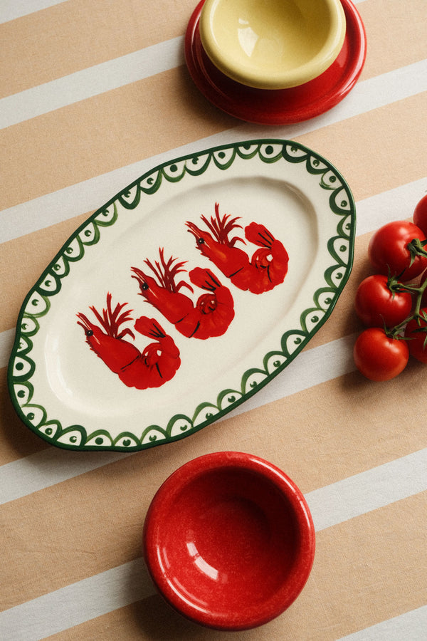 Green and Red Shrimp Platter Serving Plate