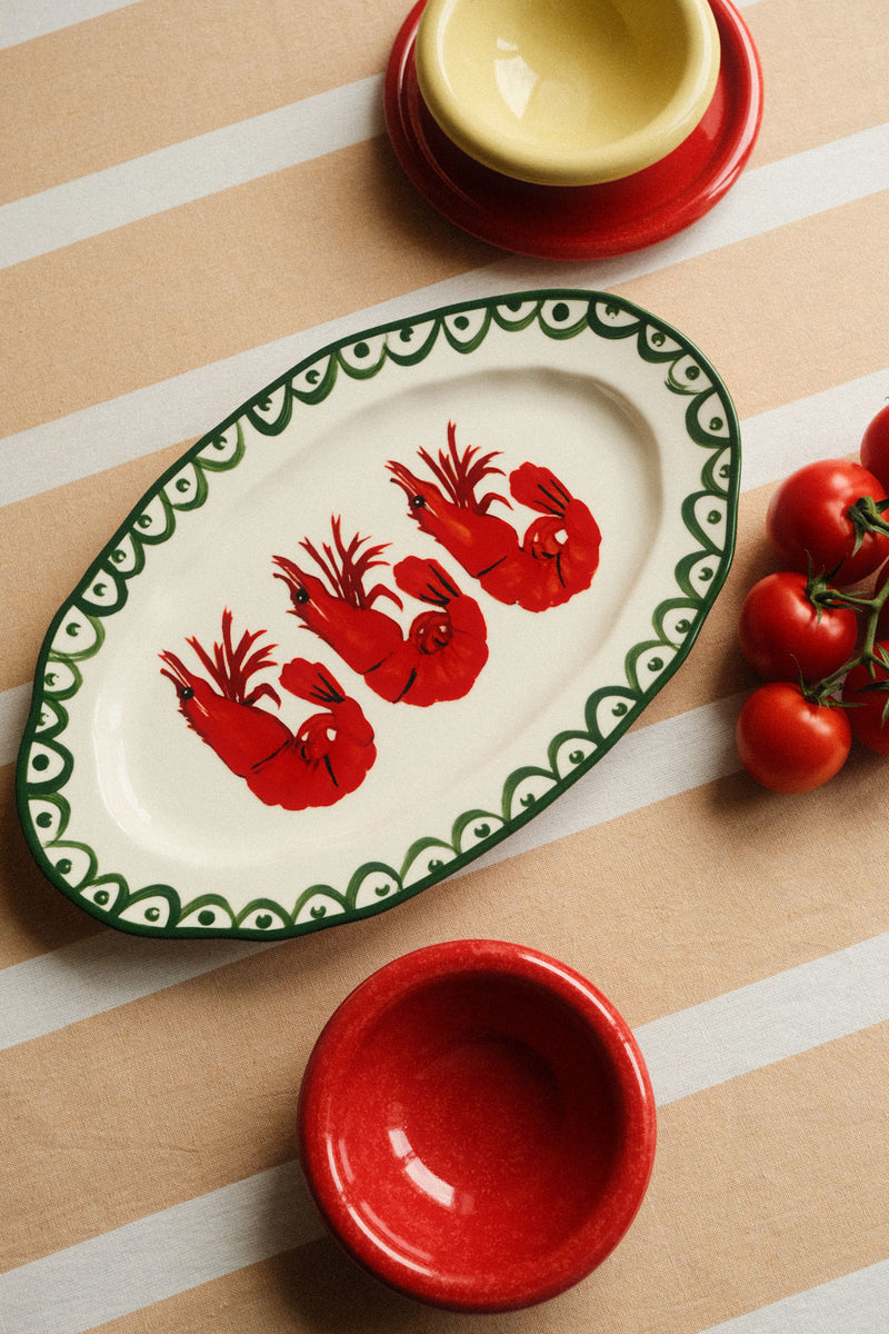 Green and Red Shrimp Platter Serving Plate