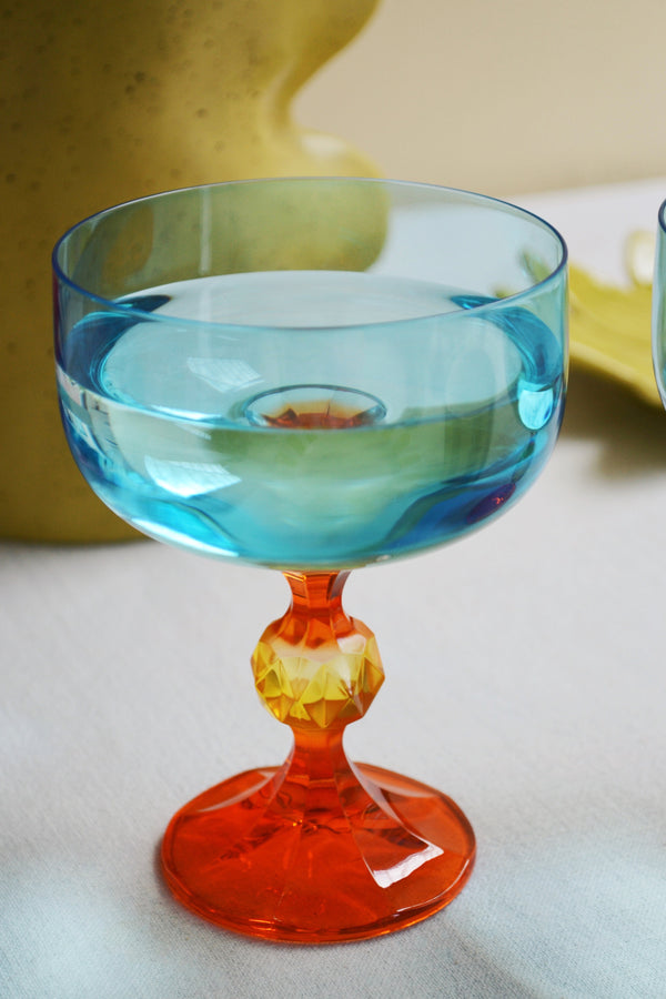 Set of Two Orange and Blue Cocktail Glasses - Paradise