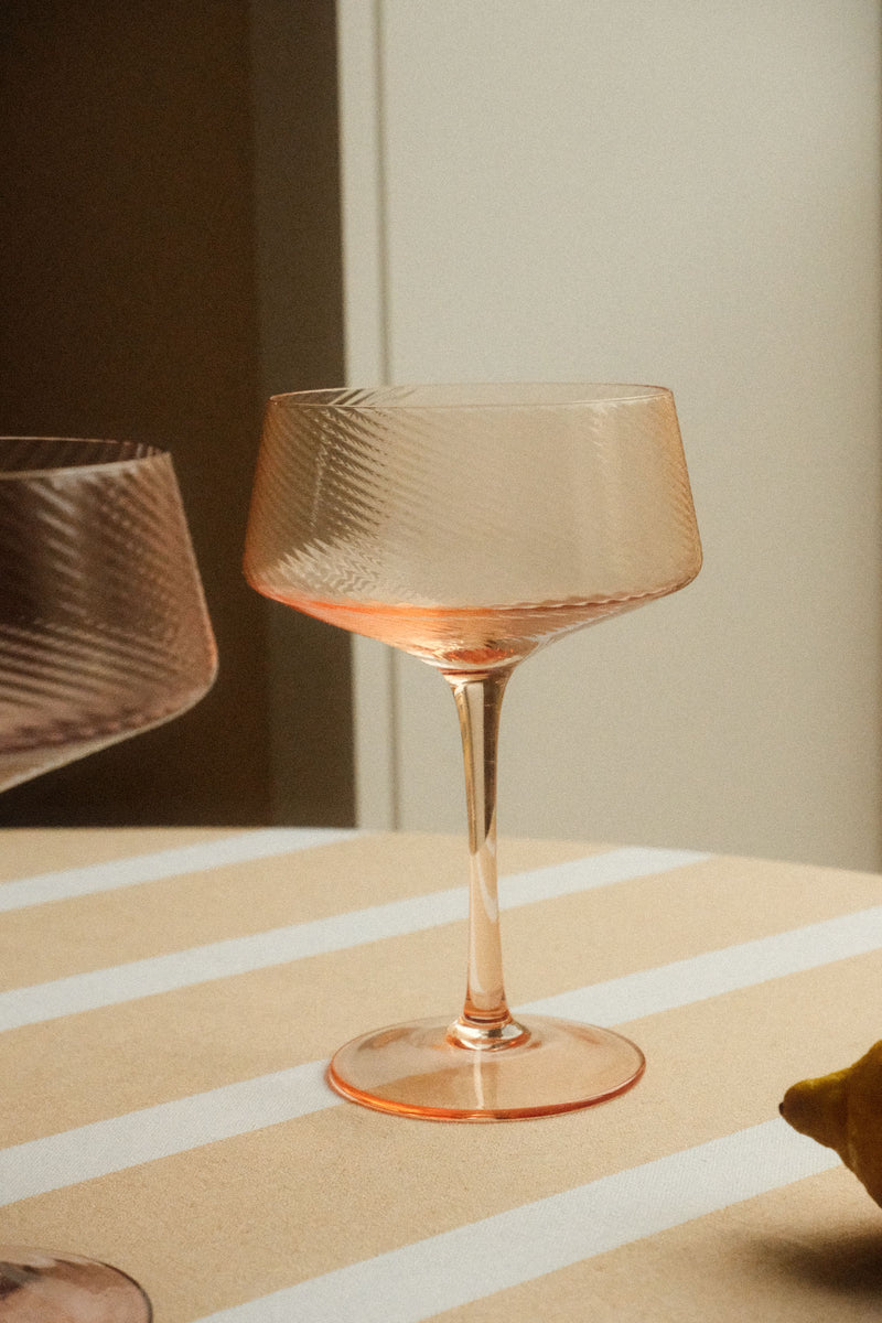 Set of Two Twist Champagne Coupes - Pink and Peach