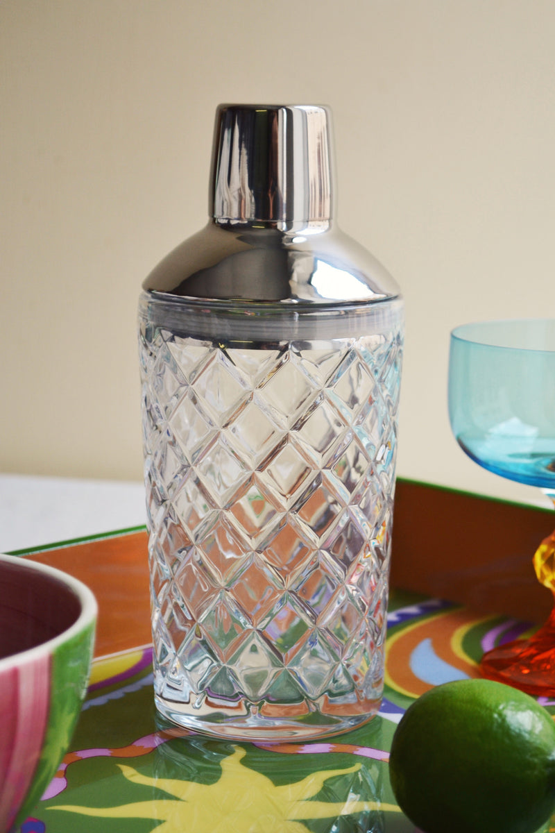 Silver Cut Glass Cocktail Shaker