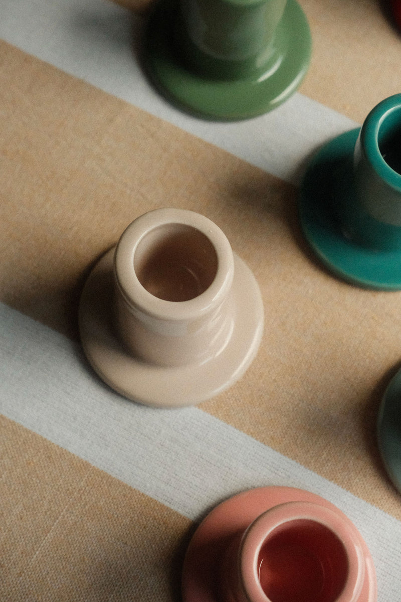 Glossy Ceramic Tube Candle Holder - Six Colours Available