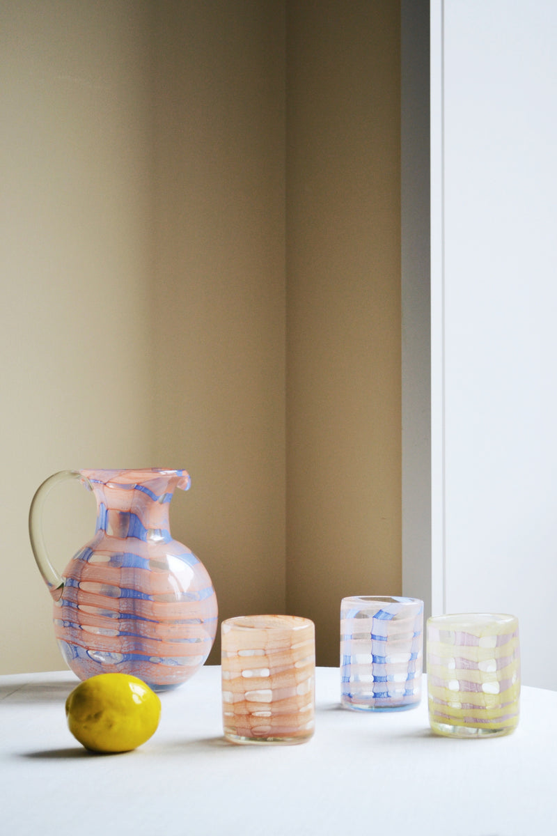 Iris Checkered Glass - Pink and Orange