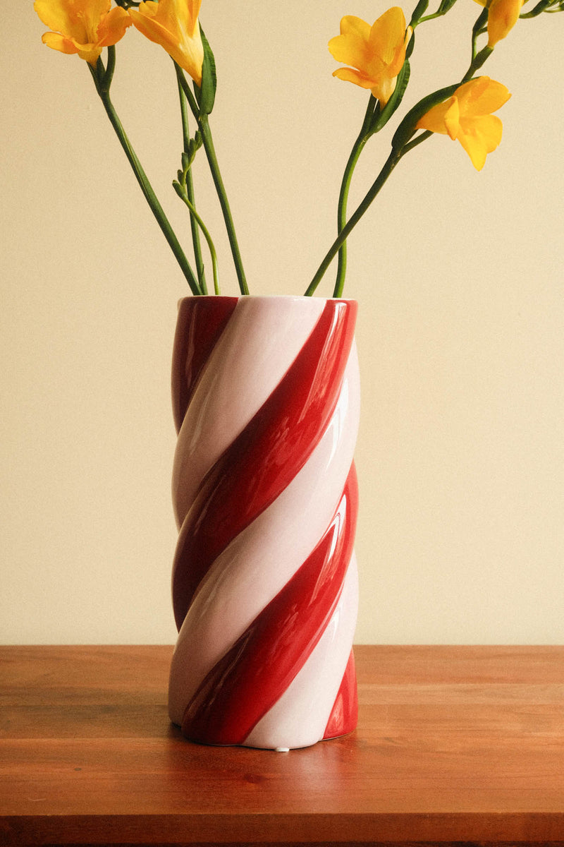 Pink and Maroon Wavy Marshmallow Statement Vase
