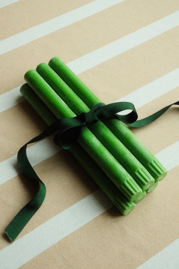 Set of Six Grass Green Eco Dinner Candles