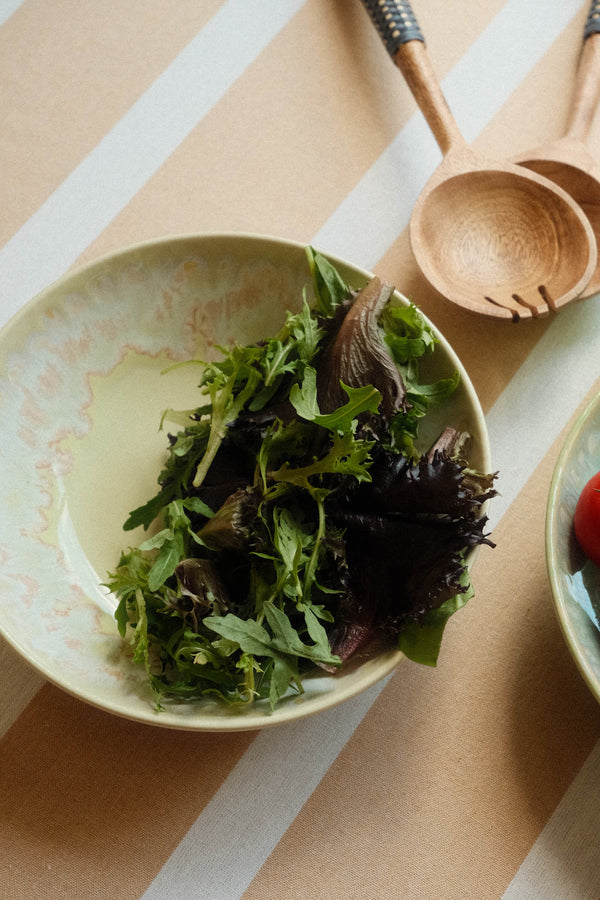 Yellow Drip Glaze Stoneware Pasta Salad Bowl