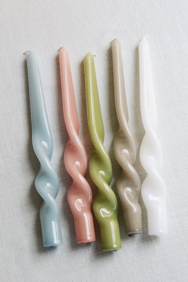 Set of Three Twist Taper Candles - Five Colours Available