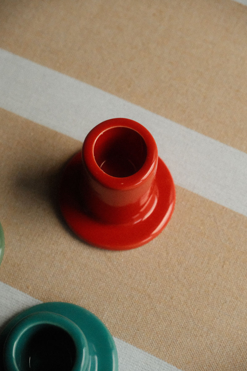 Glossy Ceramic Tube Candle Holder - Six Colours Available