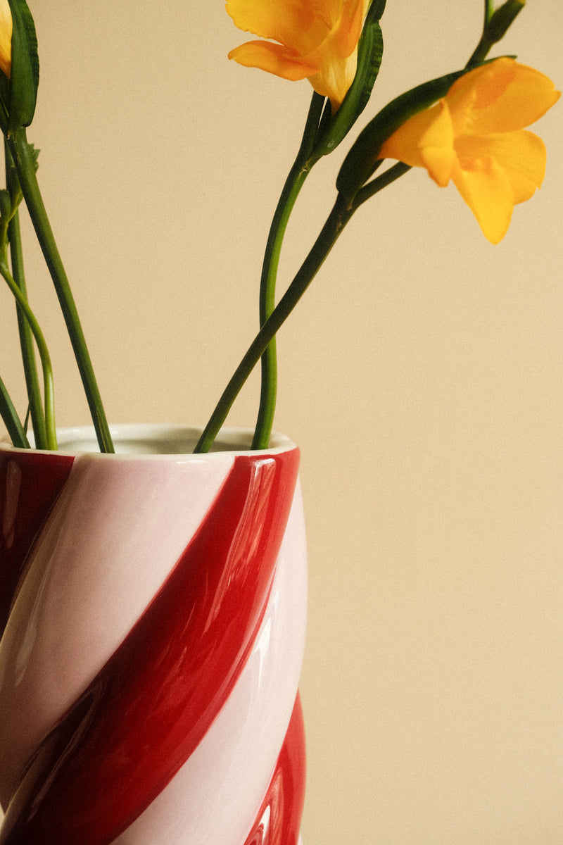 Pink and Maroon Wavy Marshmallow Statement Vase