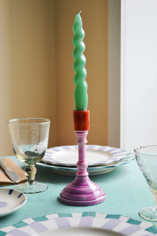 Orange and Purple Enamel Candle Holder
