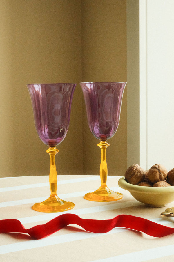 Set of Two Petunia Optic Wine Glasses