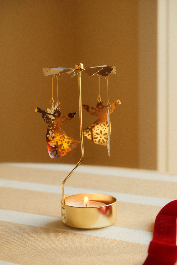 Gold Christmas Angel Tea Light Spinner