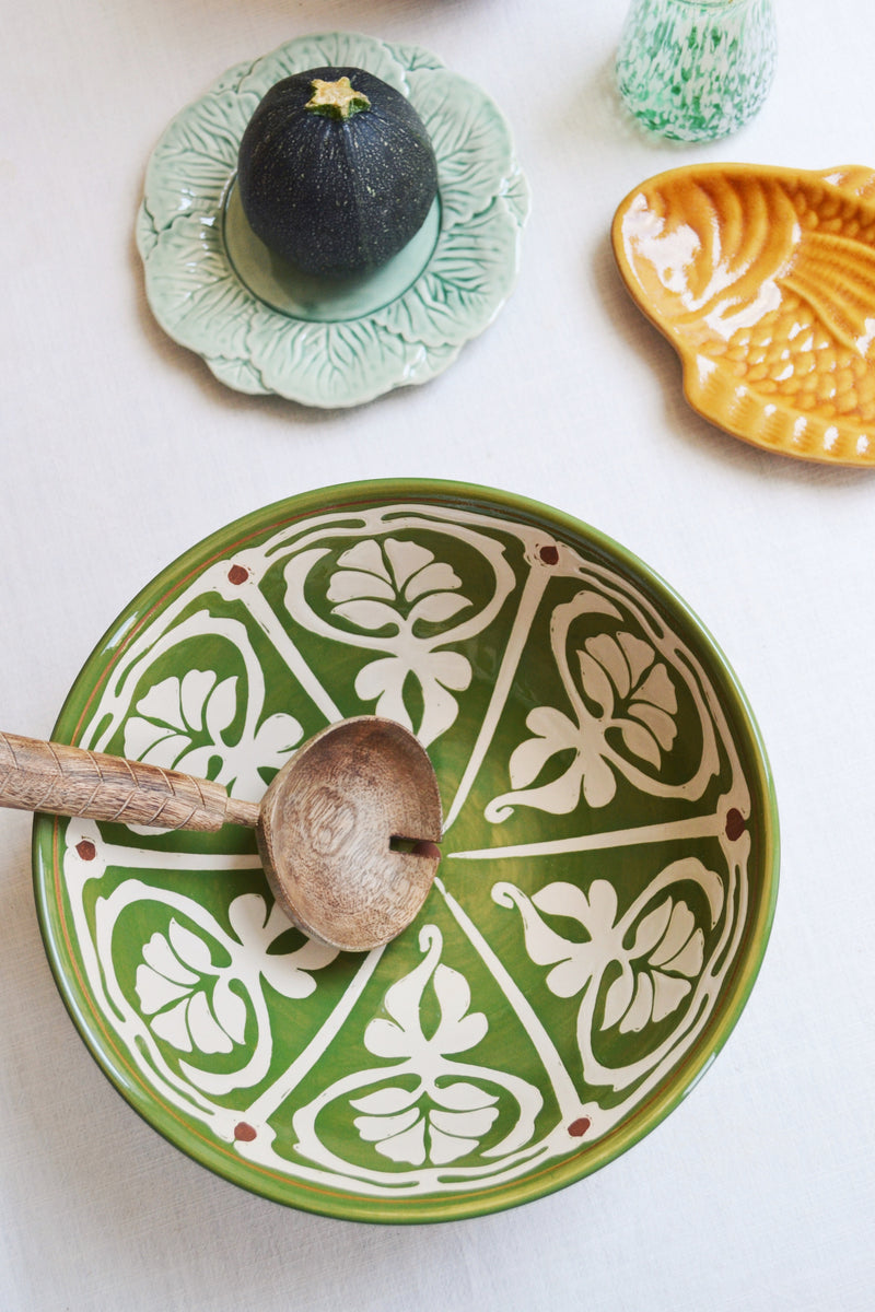 Bloomingville Heikki Green Patterned Stoneware Bowl Salad Alfresco