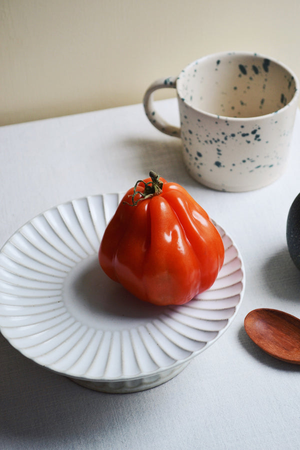 Fluted Ceramic High Cake Plate Stand