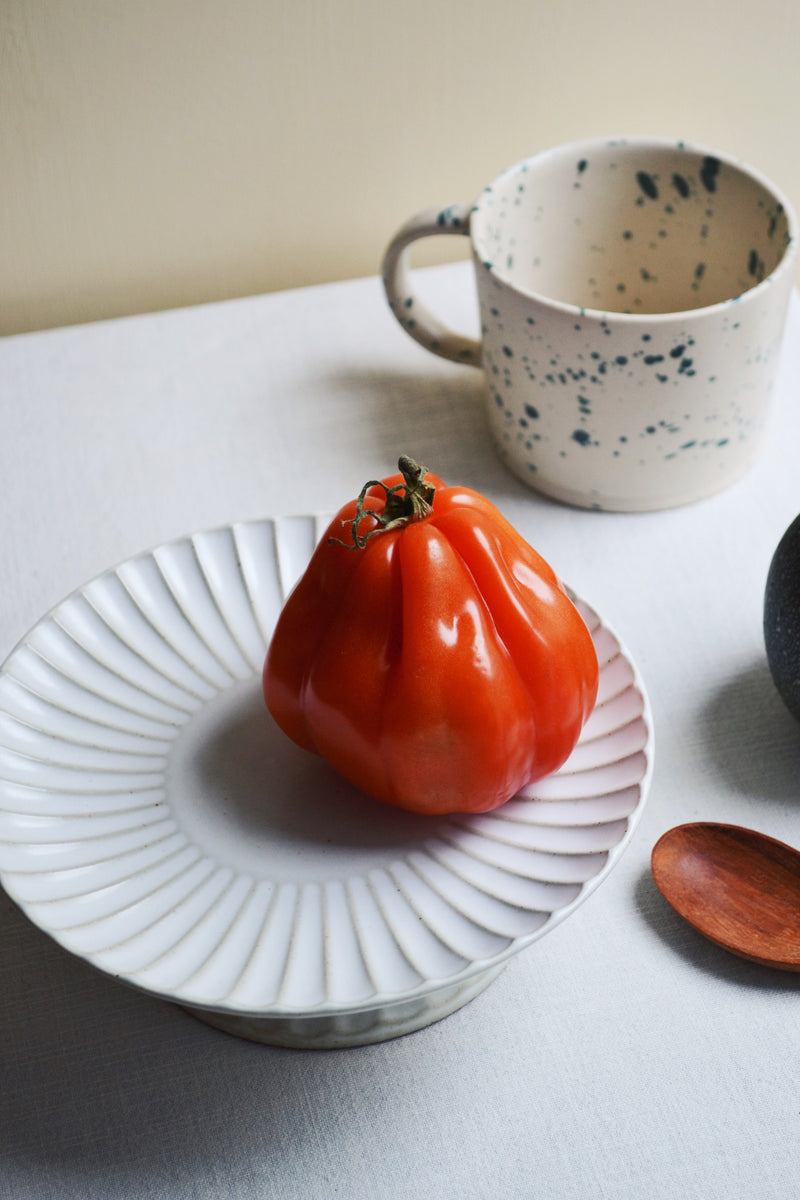 Fluted Ceramic High Cake Plate Stand