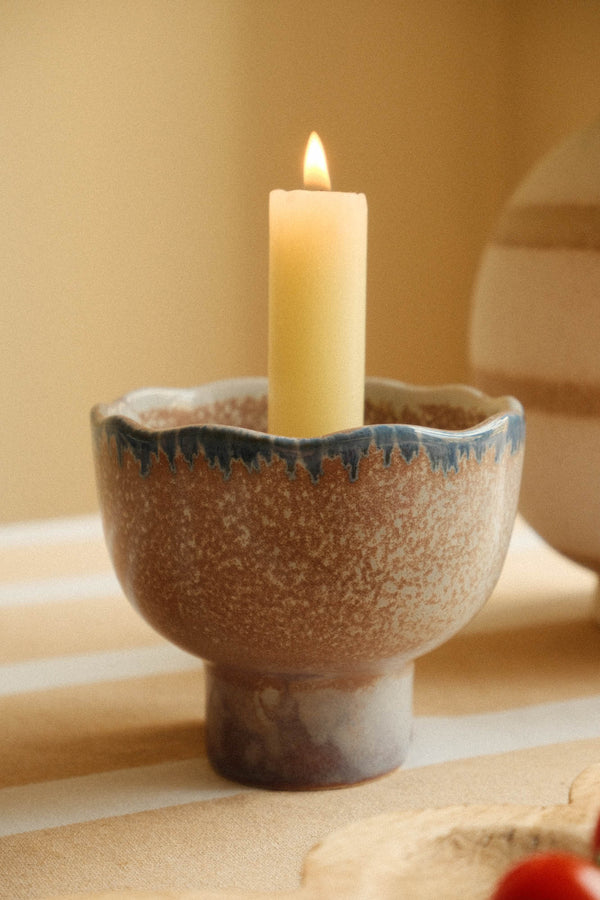 Bowl - Shaped Glazed Candle Holder