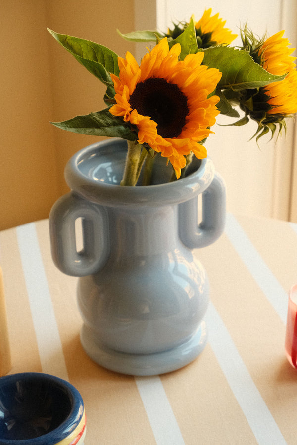 Pale Blue Greek Amphora Stoneware Vase