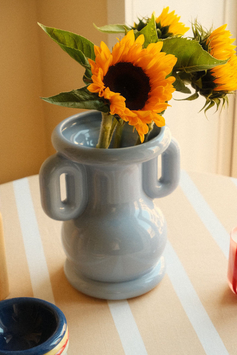 Pale Blue Greek Amphora Stoneware Vase