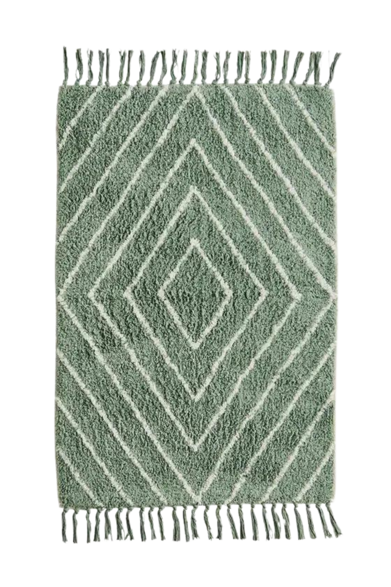 Dusty Green Tufted Cotton Bath Mat