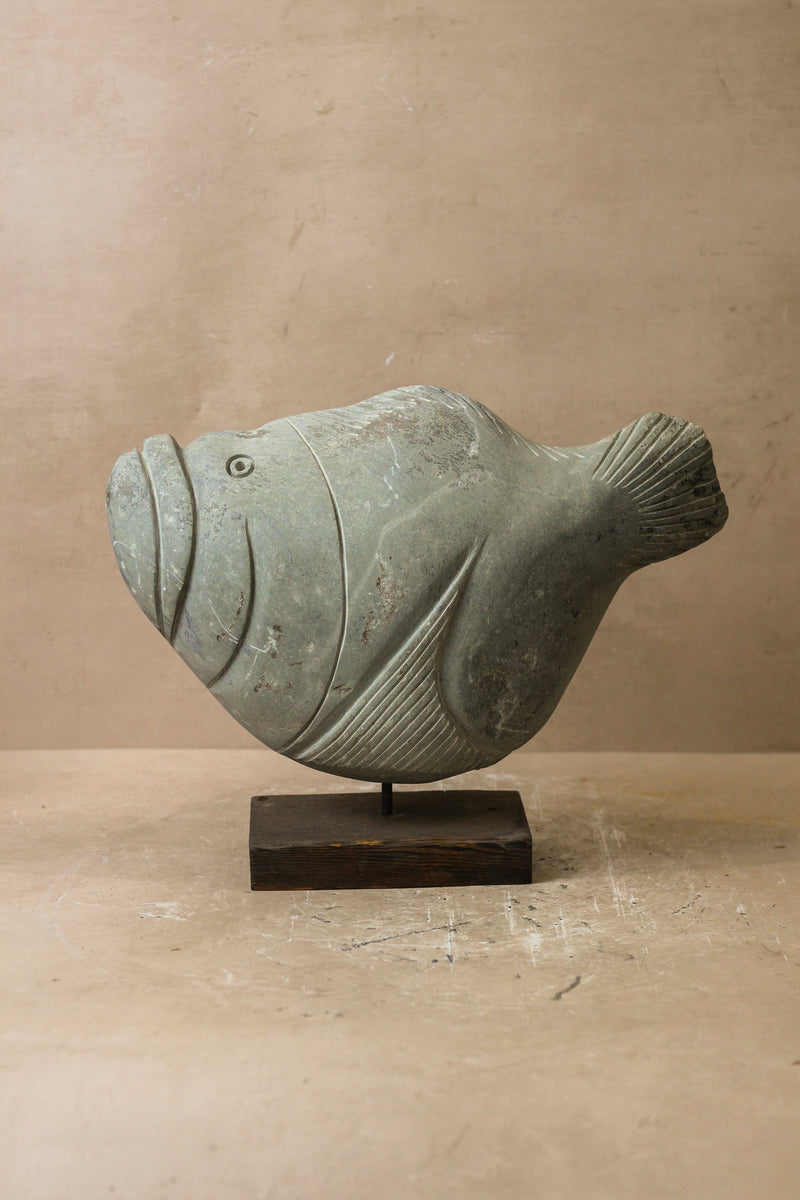 Stone Fish Sculpture - Zimbabwe - 35.8