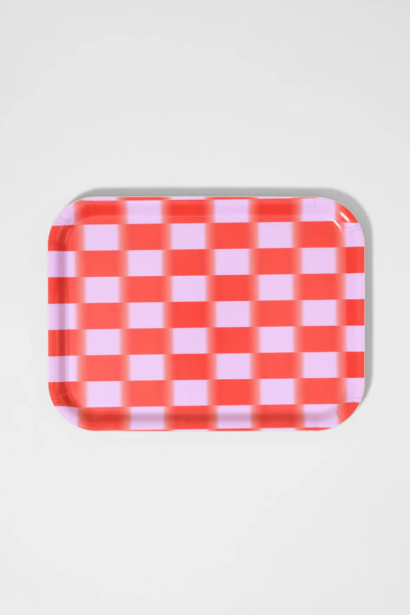 Red Gradient Check Rectangular Tray