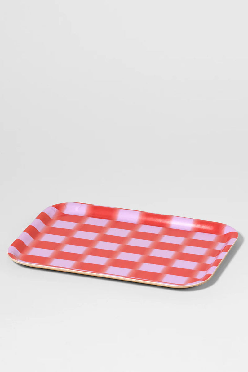 Red Gradient Check Rectangular Tray