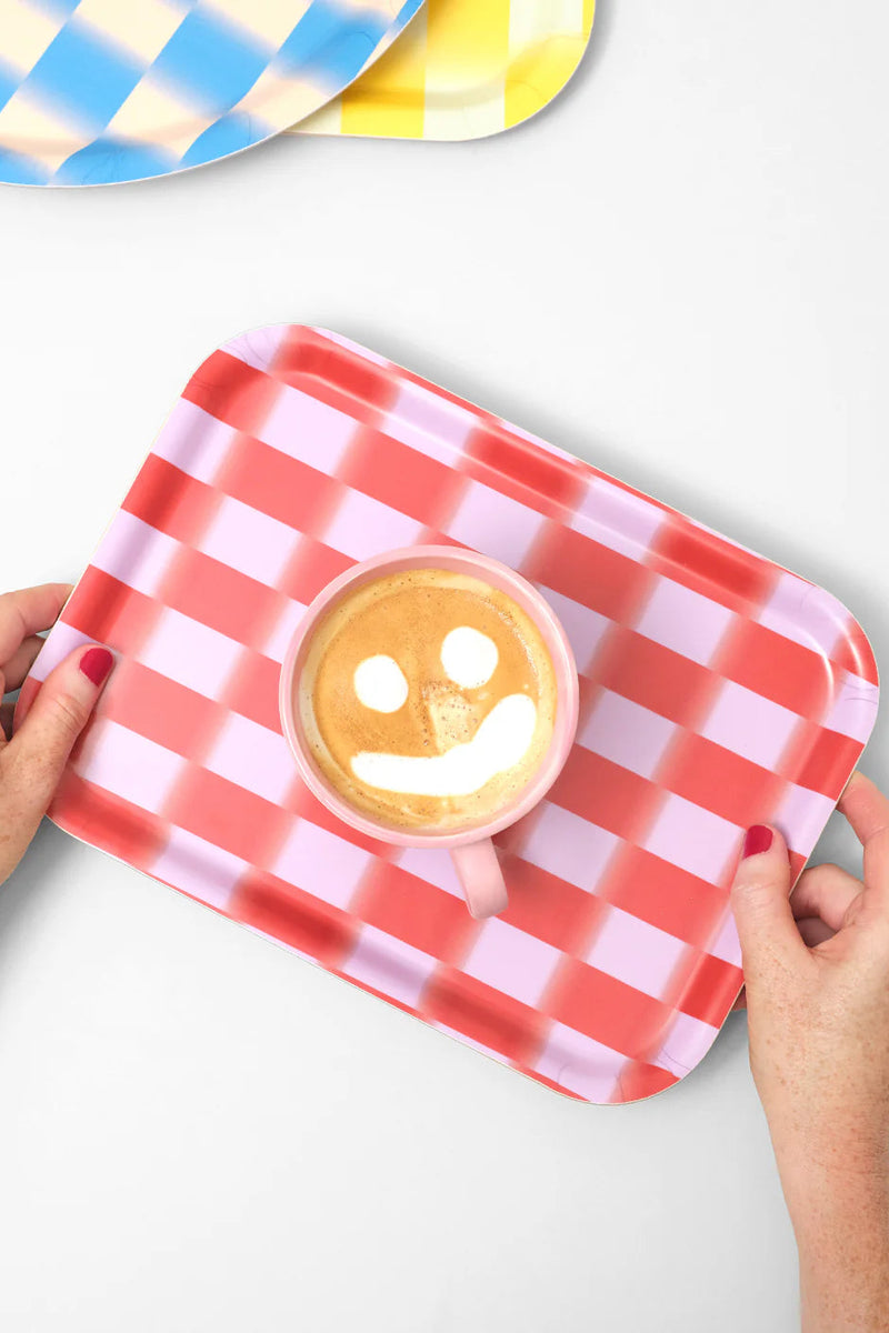 Red Gradient Check Rectangular Tray