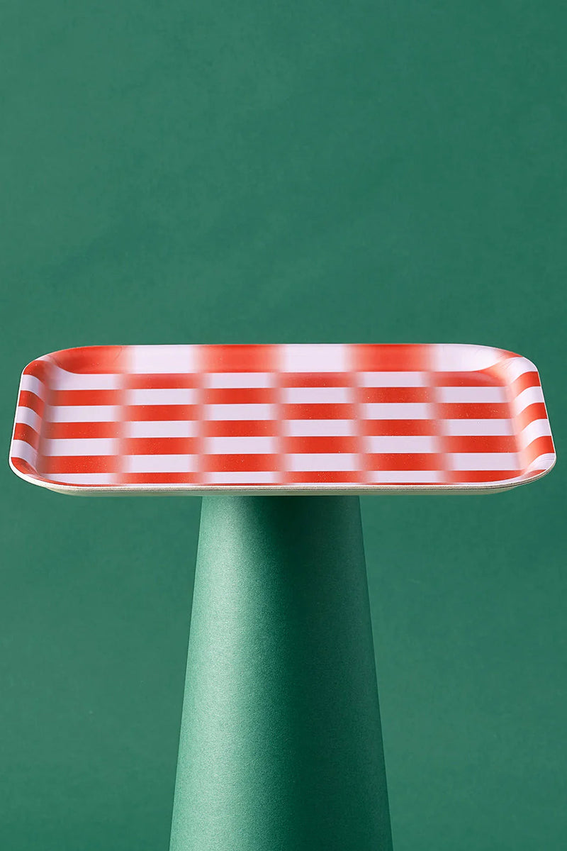 Red Gradient Check Rectangular Tray