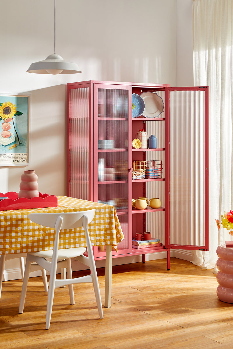 Mustard Made | The Collector Metal and Glass Cabinet in Berry