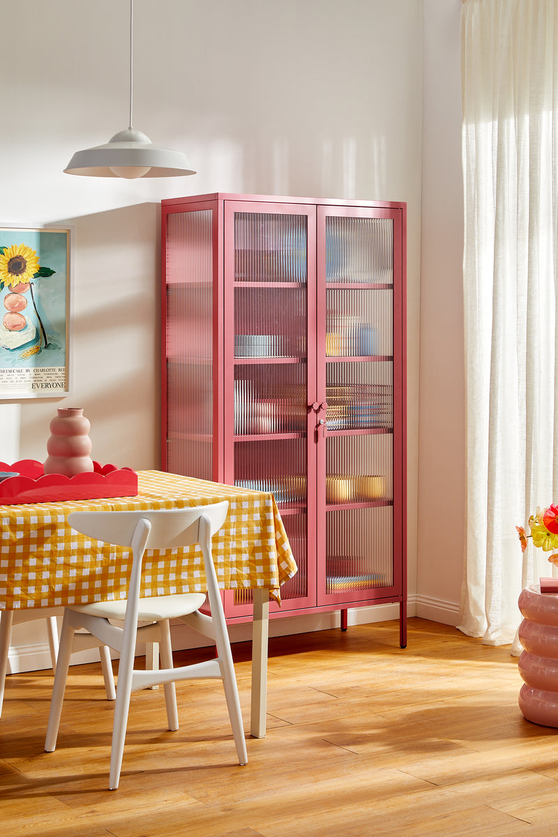 Mustard Made | The Collector Metal and Glass Cabinet in Berry