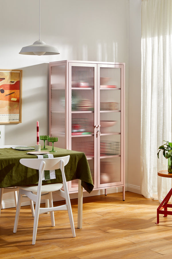 Mustard Made | The Collector Metal and Glass Cabinet in Blush